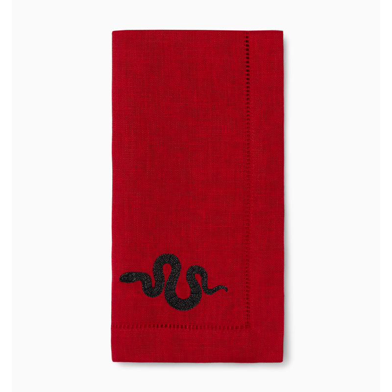 Lny2025-Snake Dinner Napkin 20" x 20", Red/Black