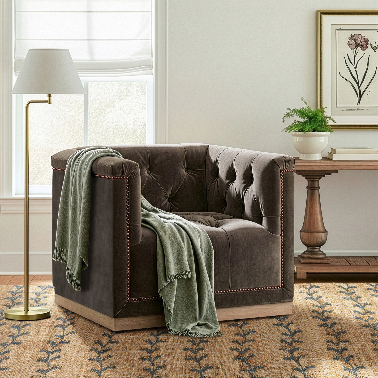 Byer Swivel Armchair, Sapphire Birch