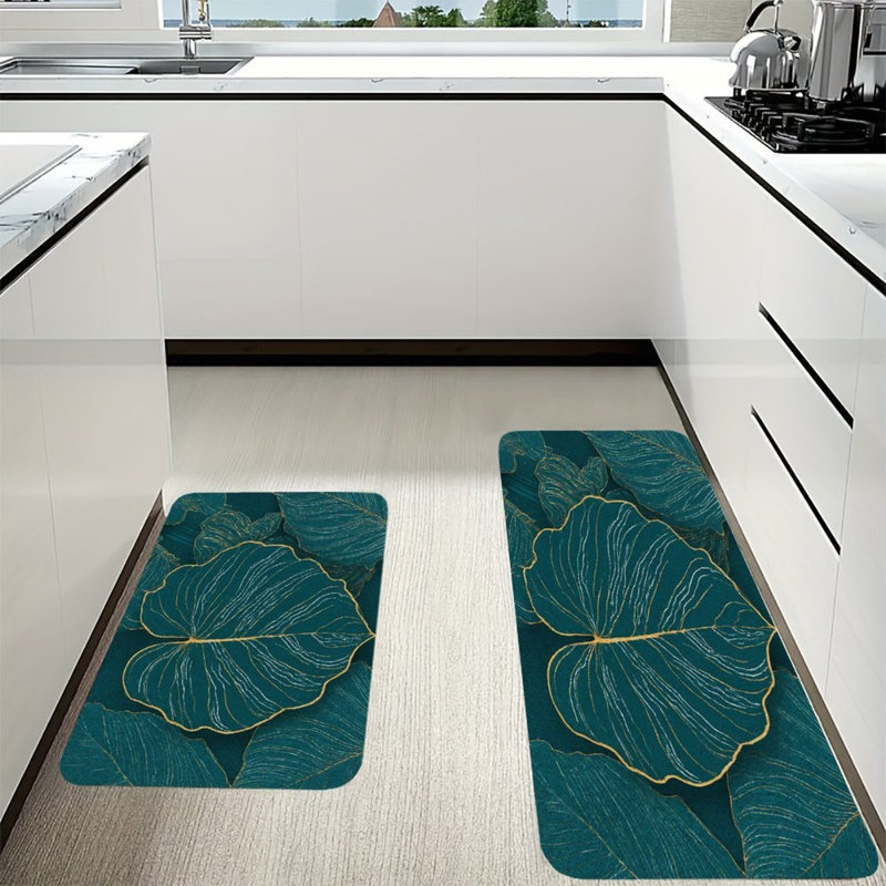 Ensemble de 2 tapis de cuisine bleu sarcelle