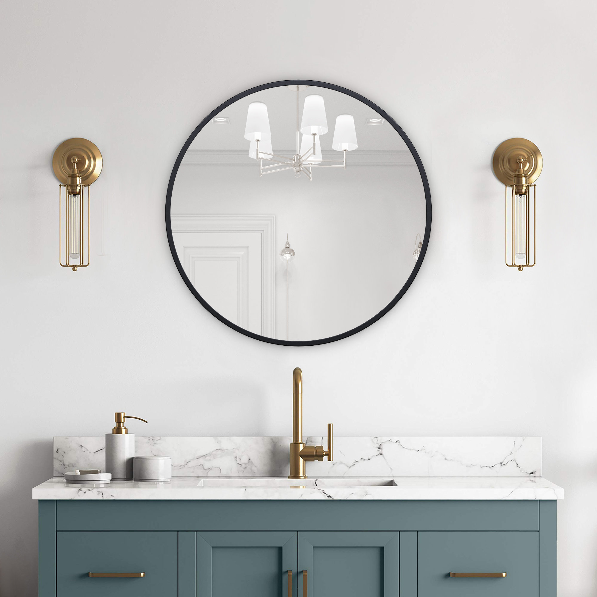 Latitude Run® Eren Wall Mounted Modern Wall Accent Round Mirror