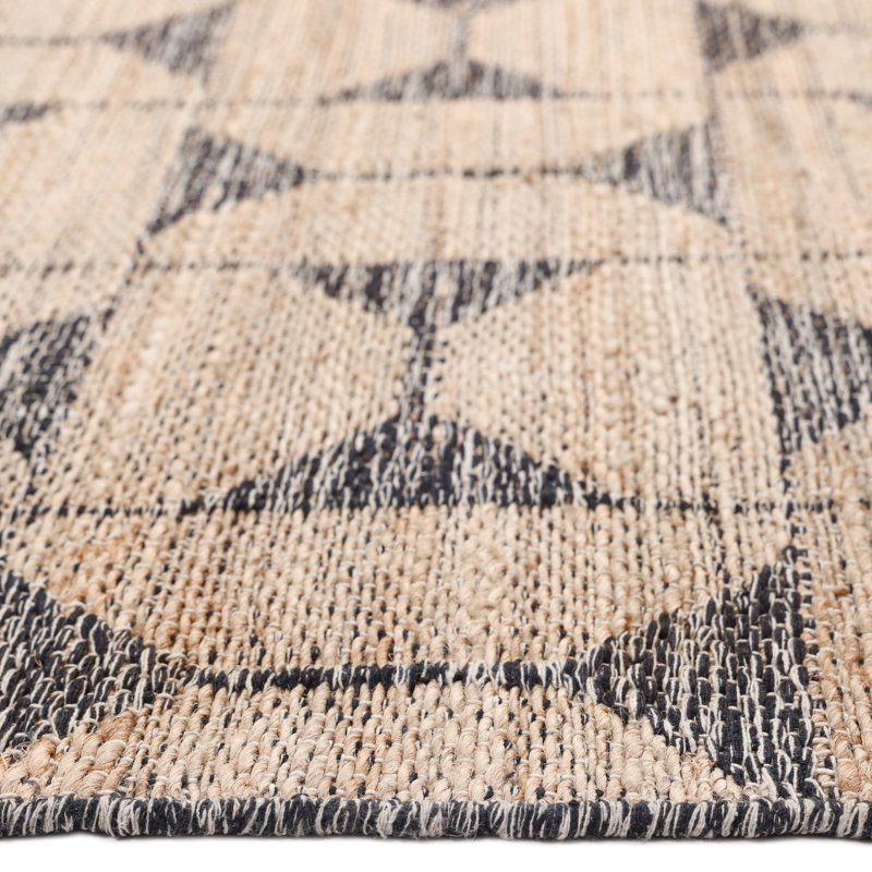Geometric Area Rug in Light Brown/Black, Rectangle 3' x 5'