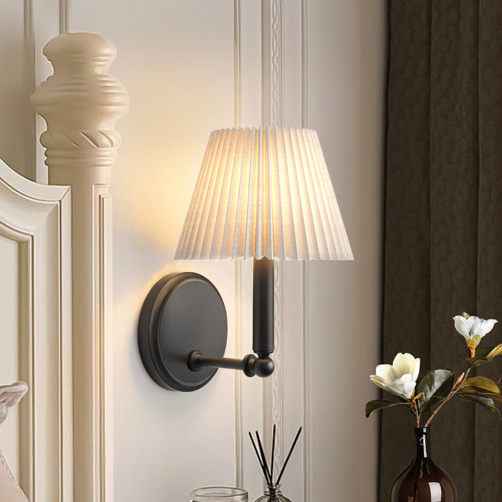 Tiburon Single Light Dimmable Sconce, Matte Black, 1, 10.87" H x 7" W x 8" D