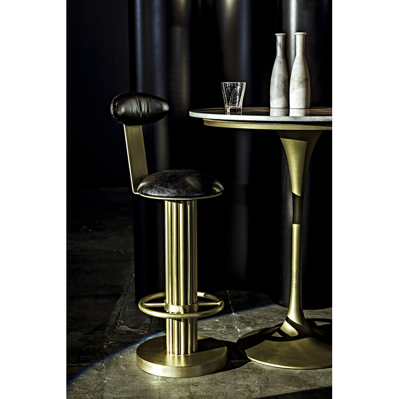 Sedes Swivel Upholstered Stool with Metal Frame, Bar Stool (43” Seat Height)