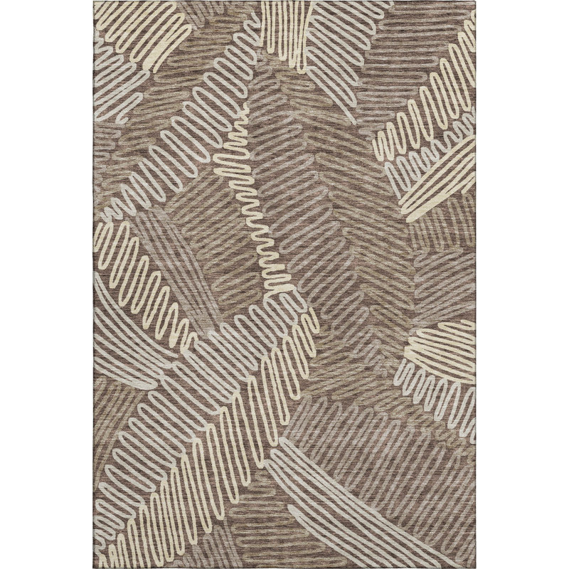 Premium Machine Washable Prisco Chocolate Rug, Rectangle 2'6" x 3'10"