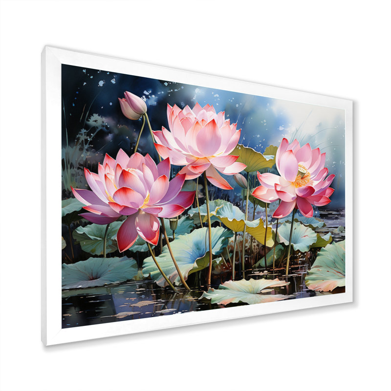 «Makovsky China Art Lotus Pond I», reproduction, Cadre photo blanc, H 12 po x l 20 po x P 1 po