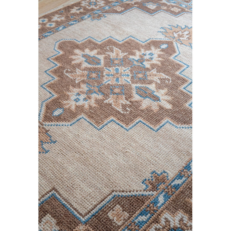 Ivory Hand-Knotted Wool Framed Medallion Geometric Modern Contemporary Carpet Rug, 10' x 14'