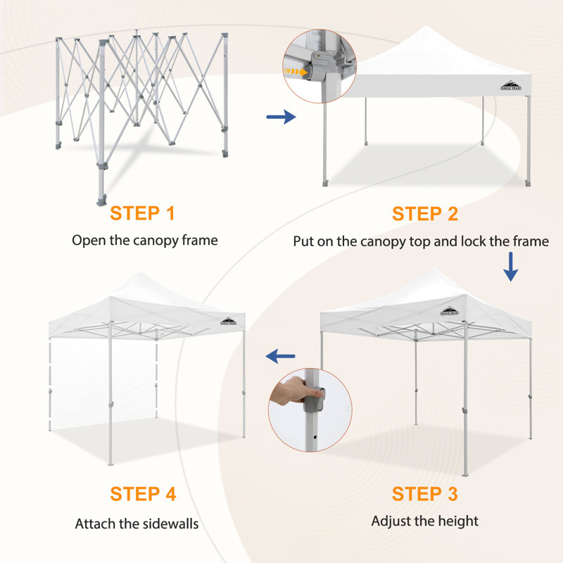 White Powder Coated Steel 10' x 10' Pop-Up Canopy Tent