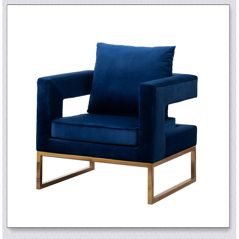 Fauteuil d'appoint rembourré Lenola, Tissu bleu