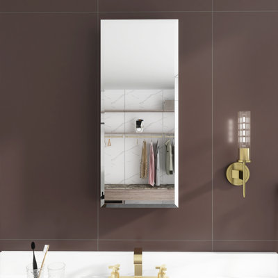 Rectangular Aluminum Alloy Medicine Cabinet In Silver With 3 Adjustable Shelves