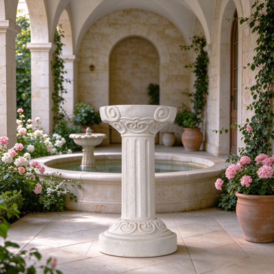 Statue de jardin 20,08 po colonne romaine bain d'oiseaux