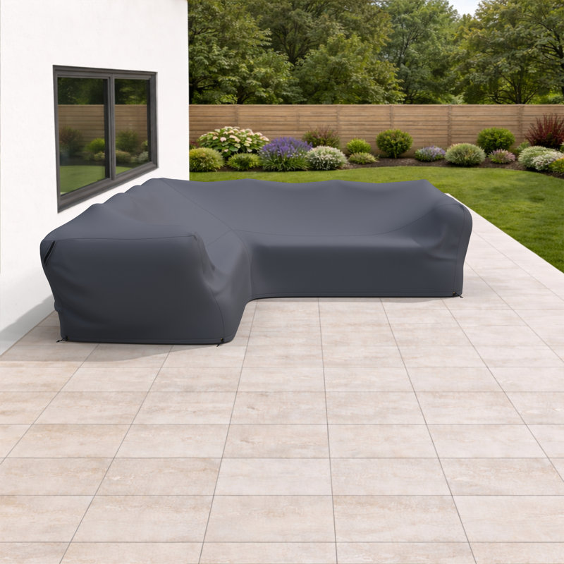 Croix 90'' Wide L-Shaped Wicker Patio Sectional  Sofa Cover