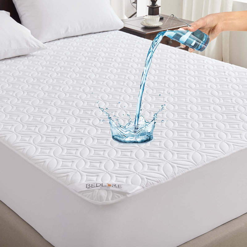 BEDLORE® Noiseless Waterproof Mattress Protector, Hypoallergenic Quilted Washable Mattress Cover, Breathable Mattress Pad with 6-18'' Deep Pocket