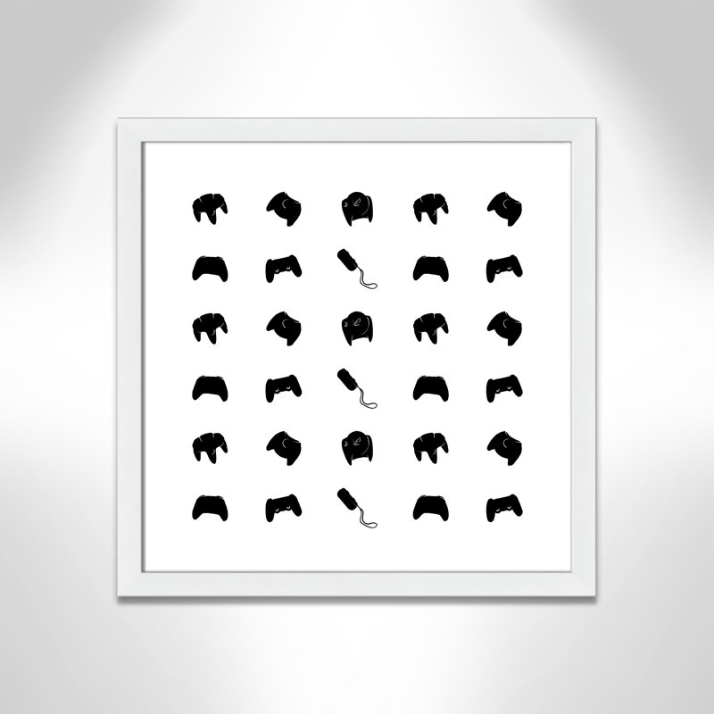 Imprimé papier à motif de joueur, H 22,5 po x l 22,5 po x P 0,63 po, Cadre blanc