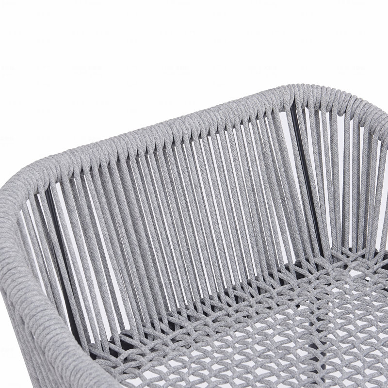 Set Of 2 Outdoor Patio Barstool, Light Gray Rope, Light Gray