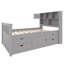 Lit plateforme simple gris avec rangement pour bibliothèque et 4 tiroirs-816530586
