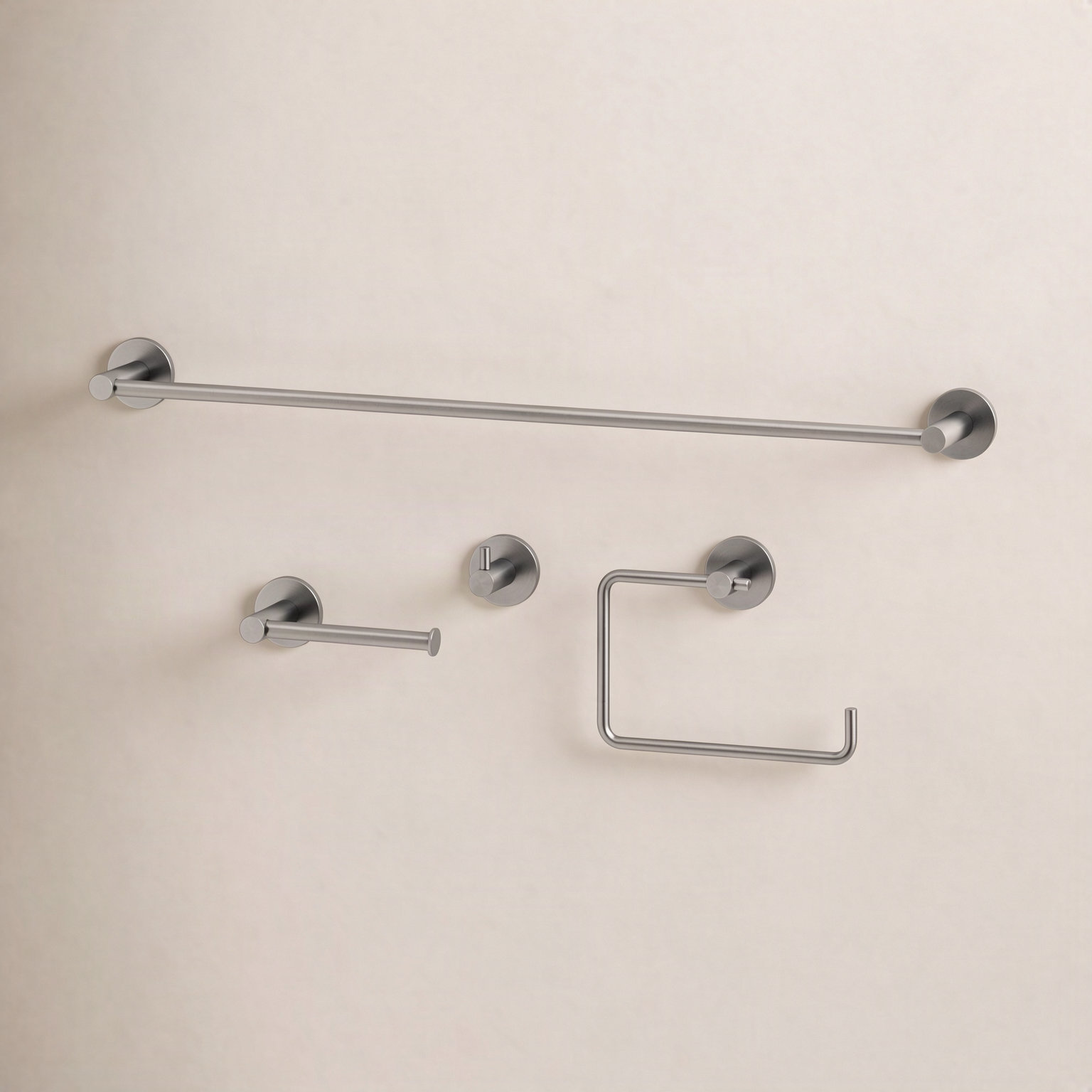 Cass 4-Piece Bathroom Hardware Set, Brushed Nickel