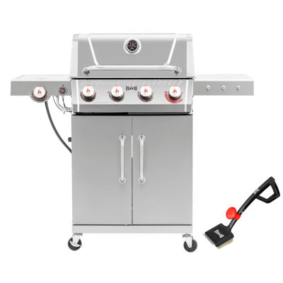 Barbecue au gaz propane à 4 brûleurs Feasto avec brûleur Sear, brûleur latéral et brosse de nettoyage