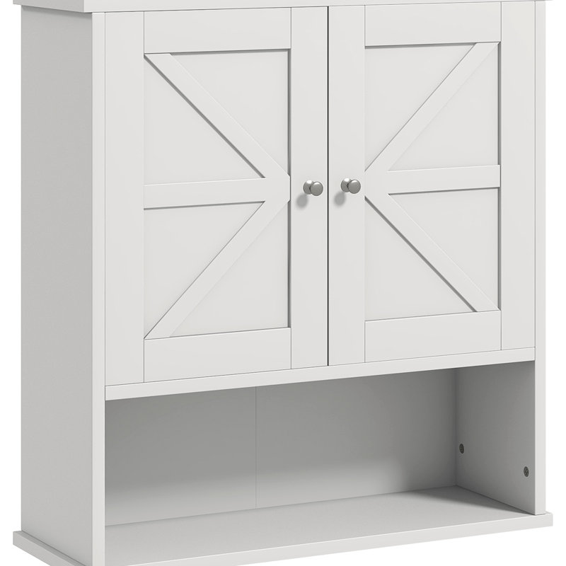Armoire de salle de bain - thème, fixation murale avec tablettes réglables, armoire de rangement blanche, design, tablettes