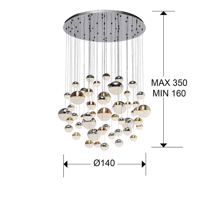 Avocet 55 - Light LED Cluster Pendant, 121cm H x 83cm W x 83cm D