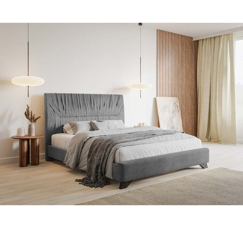 Atworth Upholstered Bed, Grey, 160 x 200 cm
