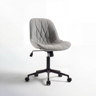 Darlaine Armless Swivel Office Chair Faux Leather Upholstered Waterproof Desk Chair Ergonomic Adjustable Computer Chair