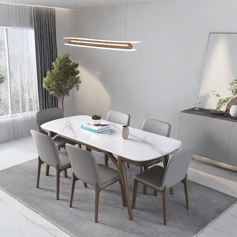 Tiso 6 - Person Four Leg Dining Set, 29.52"H x 55.11"L x 31.49"W