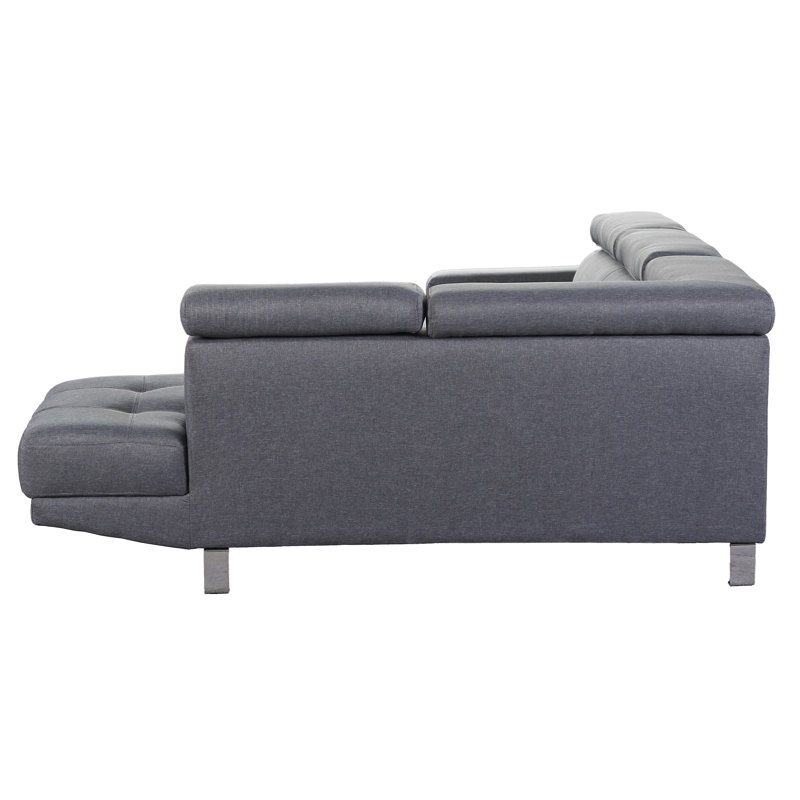 Rangel Upholstered L-Shaped Sectional, Right Hand Facing, Gray