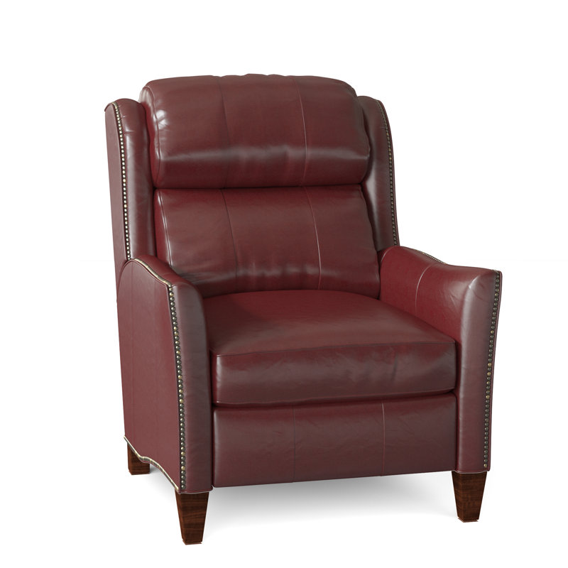 Fauteuil inclinable en cuir Lancaster, Cuir véritable vert forêt d'Anilina, Acajou, Manuel