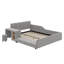 Lit tapissier double Ilyne, lit pour mère et enfant avec bureau de chevet et petit tabouret rond-131025354-168072809