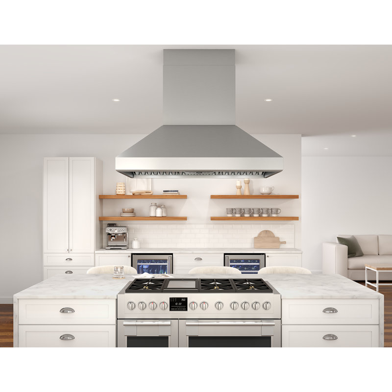 Titan 54 in. 750 CFM Island Mount Range Hood with TruHue in Stainless Steel, 54"