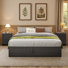 3 Piece Rustic Bedroom Set with Queen Size Lift Up Storage Bed Frame and 2 Nightstands,Black