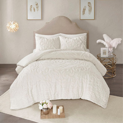 Ensemble de housse de couette médaillon en coton touffeté 3 pièces très grand / très grand californien, conception bohème d'inspiration mondiale, certifié OEKO-TEX pour le confort et la sécurité