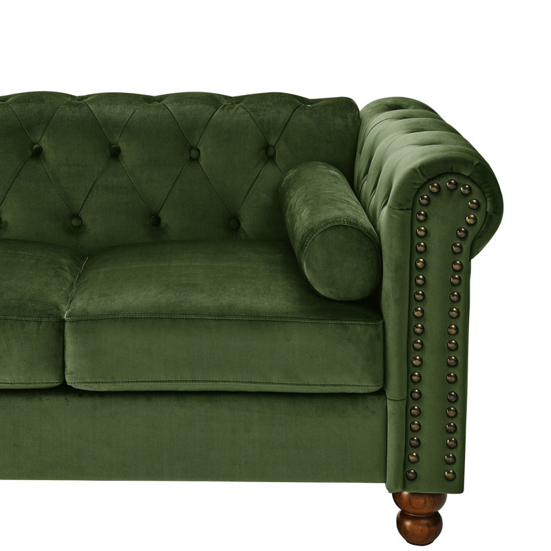 Velours à deux canapés, style - ultra doux et agréable, bouton, accoudoir carré, assise mi-moelleuse, procédure d'assemblage simple, 2 canapés classiques confortables, accoudoirs, moelleux, facile à assembler