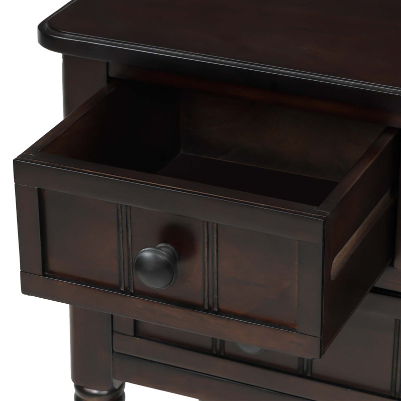 Barbe Narrow Console Table, Slim Sofa Table with Three Storage Drawers and Bottom Shelf for Living Room, Easy Assembly