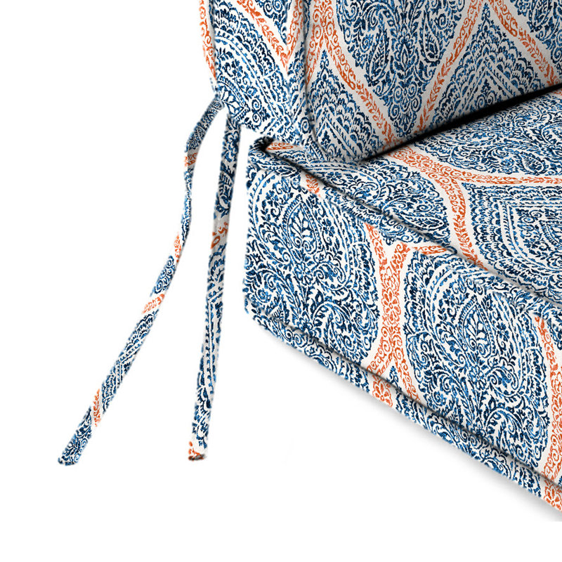 22" x 45" Outdoor Deep Seat Chair Cushion Set with Ties and Welt, Andorra Tiger Lily