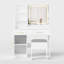 Meuble-lavabo de 32 po de largeur avec miroir éclairé et prise de courant, coiffeuse avec grand espace de rangement et tabouret rembourré pour chambre à coucher et studio