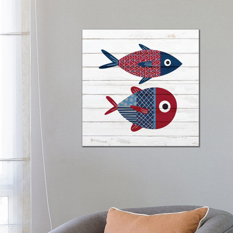Americana Fish I by Ann Bailey - Wrapped Canvas Gallery-Wrapped Canvas Giclée, 66.04 cm H x 66.04 cm W x 1.91 cm D