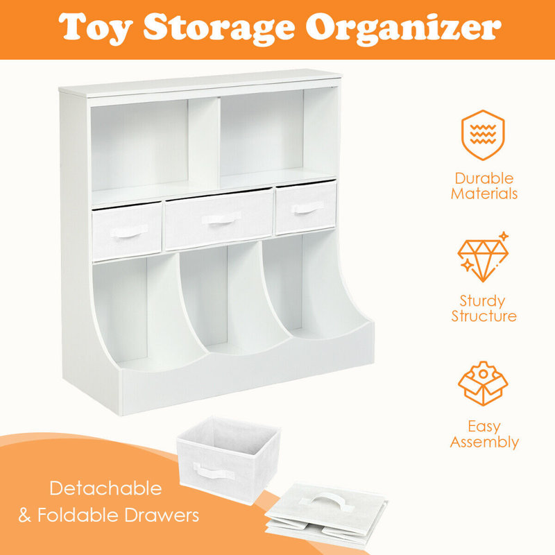 Coweta 93 cm H X 93 cm W Kids Bookcase with Toy Storage, White