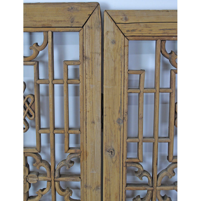 Deux panneaux de rideaux en bois chinois antique