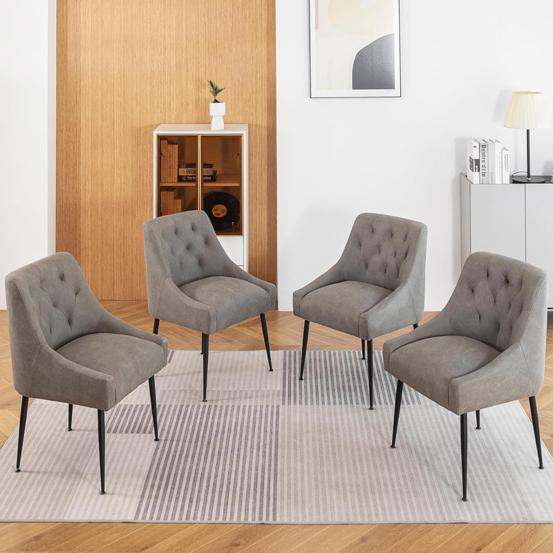 Gennadiy 38cm H Upholstered Metal Side Chair, in Grey