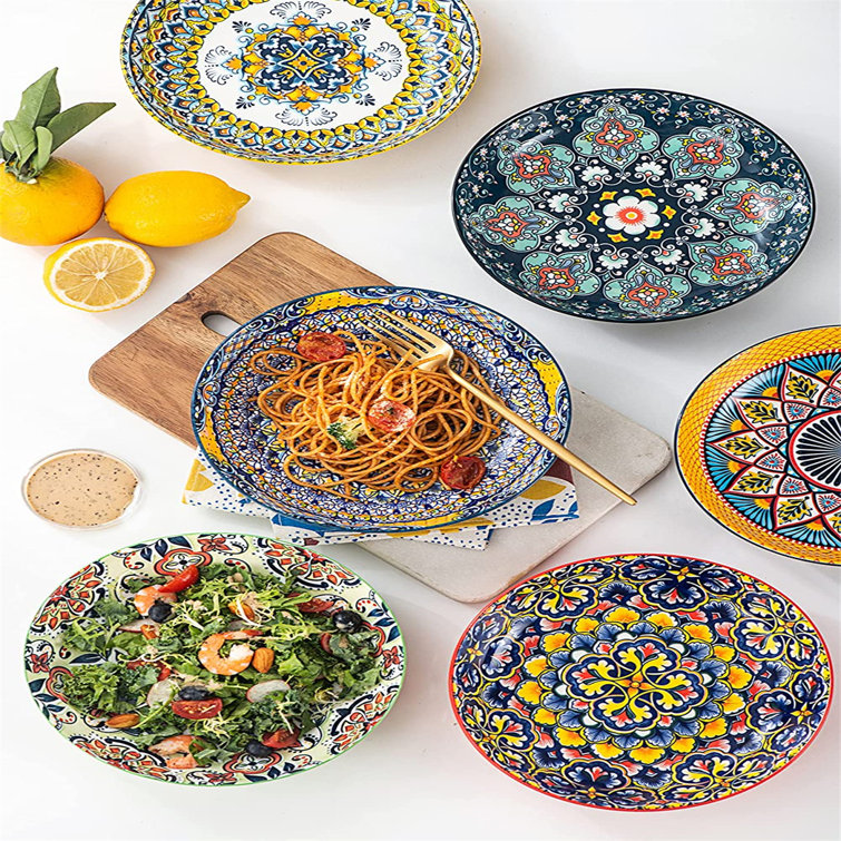 8 Inch Mix-color Wide and Shallow Salad Pasta Soup Bowls plates Set –  AHX-Life