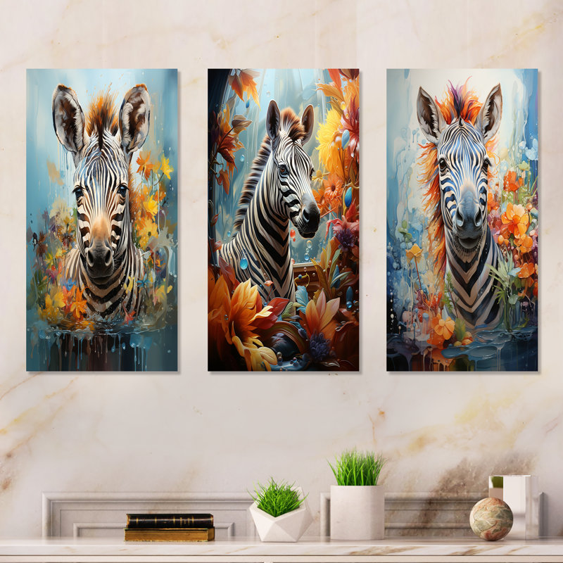Zebra Splash Flora Zone, H 28 po x l 36 po, Toile tendue