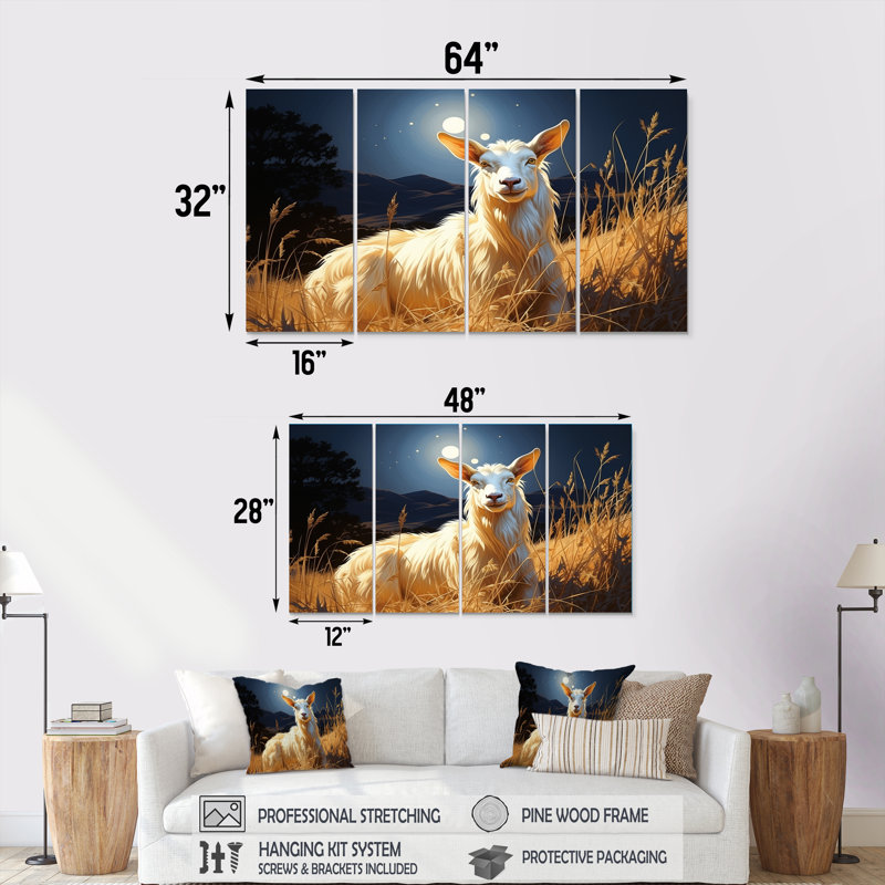 Ensemble d'art mural blanc 4 pièces, H 32 po x l 64 po