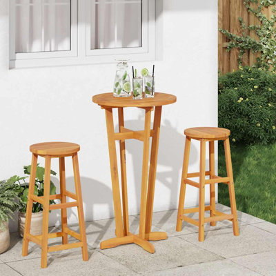 Garden Bar Table Natural Brown Solid Acacia Wood Standard Durable Outdoor Bistro Table