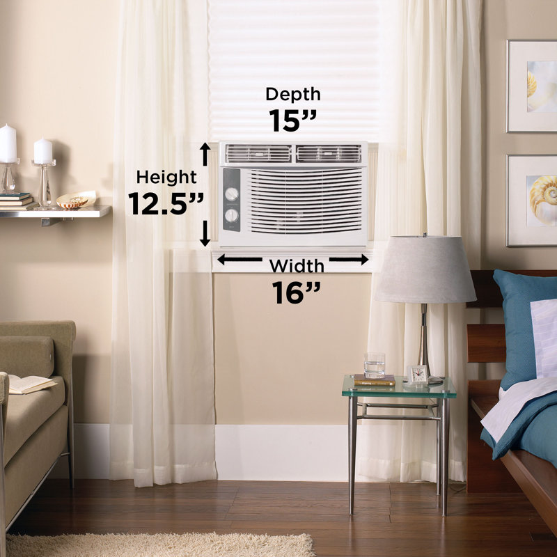 Compact White 5000 BTU Window Air Conditioner with Mechanical Controls