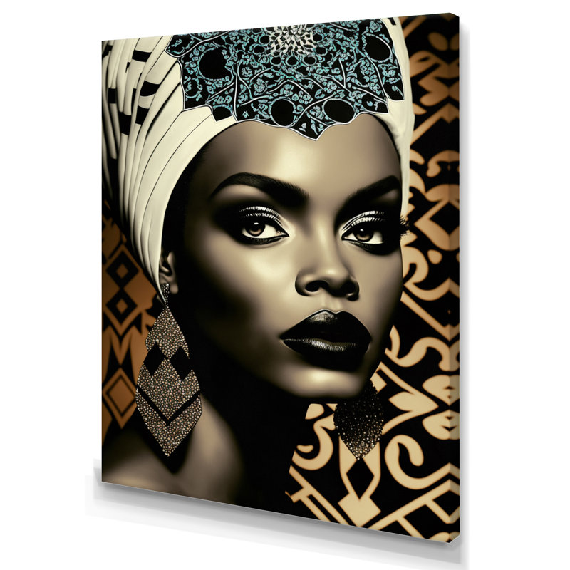 «Classy Portrait of Elegant African Lady X», reproduction sur toile, H 32 po x l 16 po x P 1 po, Toile tendue