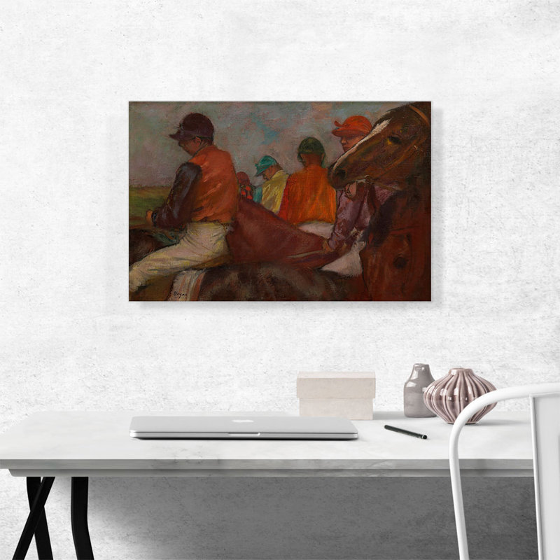 «The Jockeys 1882» par Edgar Degas - peinture sur toile tendue, H 18 po x l 26 po x P 0,75 po