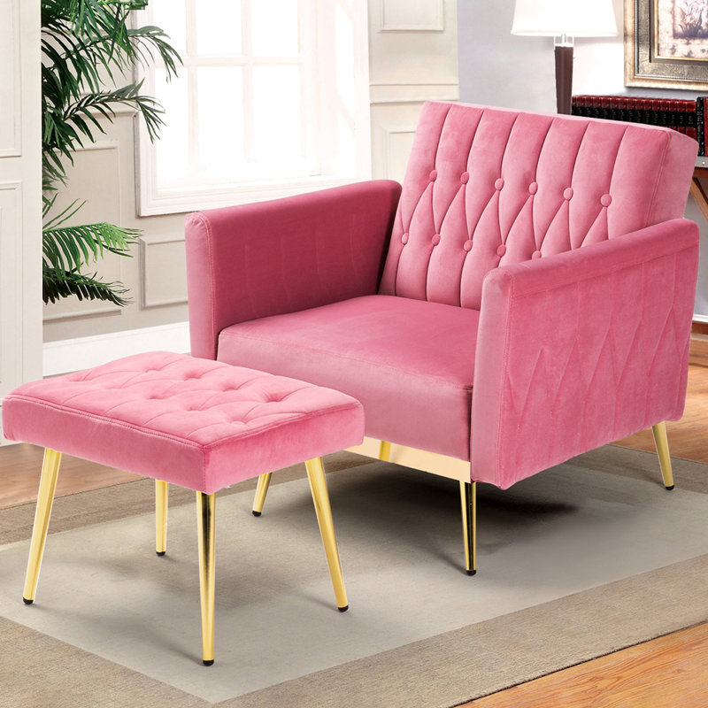 Fauteuil d'appoint Siemon, Velours rose