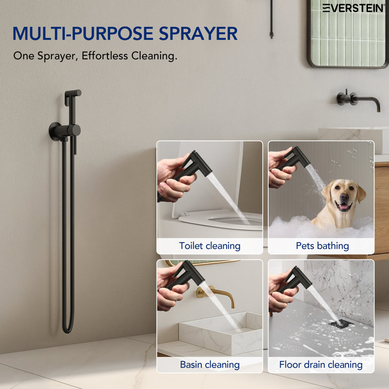 Round Multi-Purpose Handheld Bidet Sprayer With Temperature Control, Matte Black