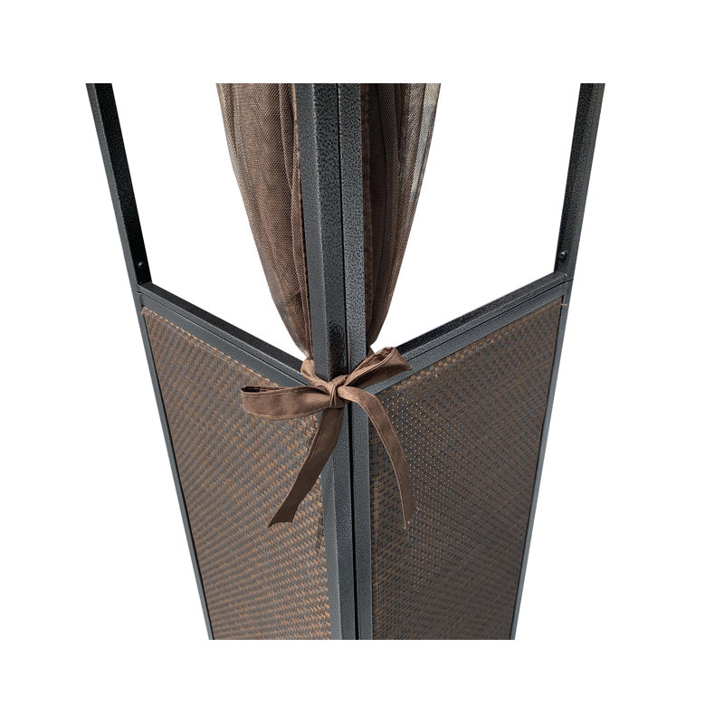 Rosabella 11x13 Black Steel Patio Gazebo with Brown Canopy